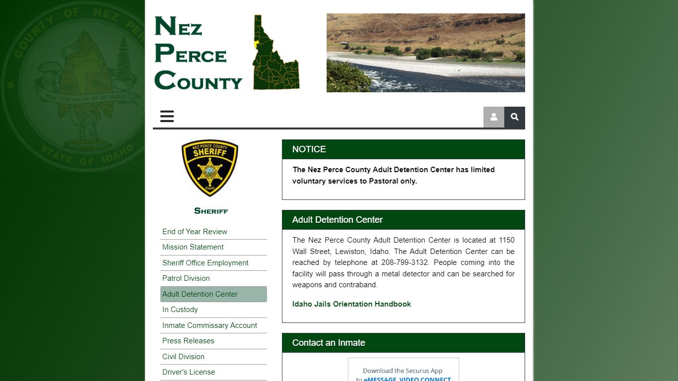 Adult Detention Center, Nez Perce County Sheriff